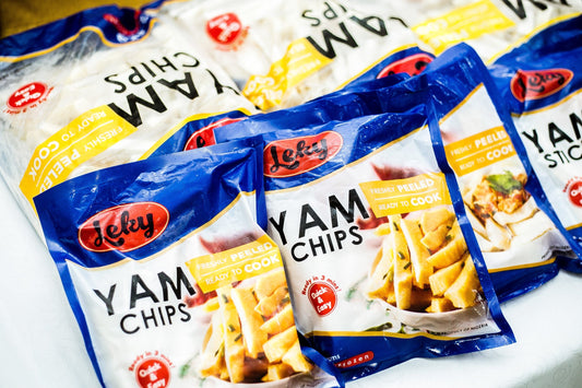 Frozen yam chips, ready to eat